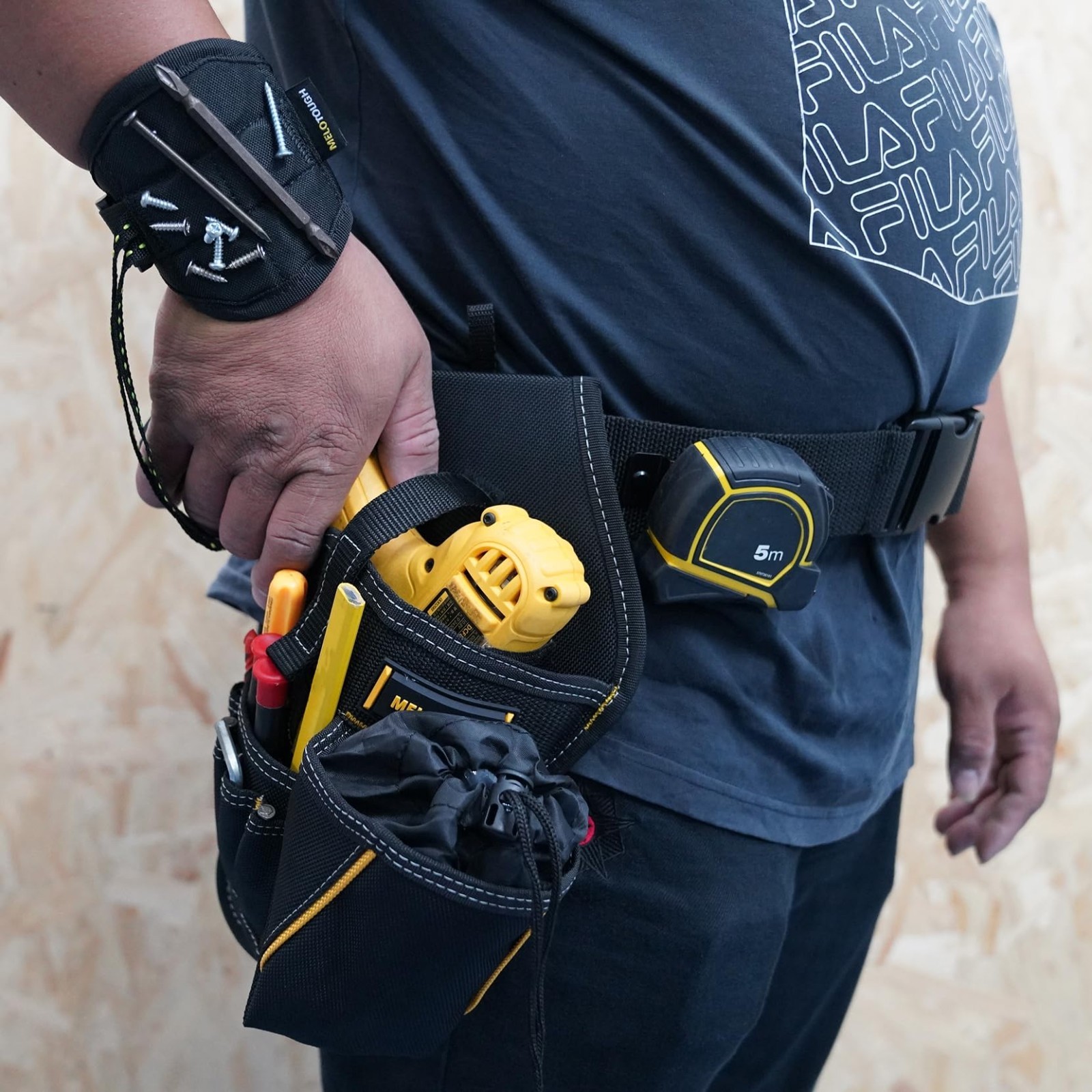 3-in-1 Drill Holster Combo with Magnetic Wristband & Tool Belt Holder, Right-Han