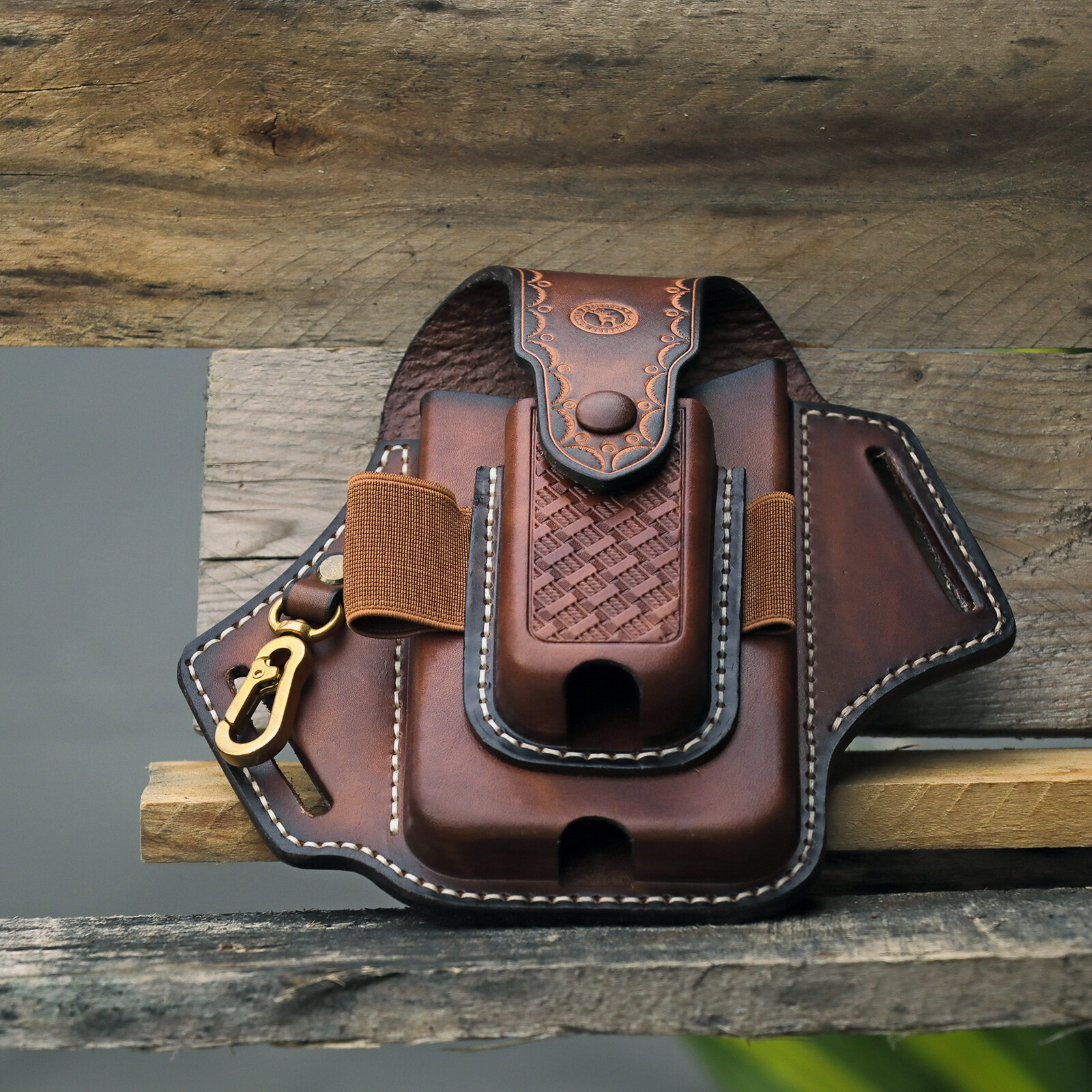 Tourbon Leather EDC Multitool Carry Sheath Belt Holster Pen Pouch Phone Case