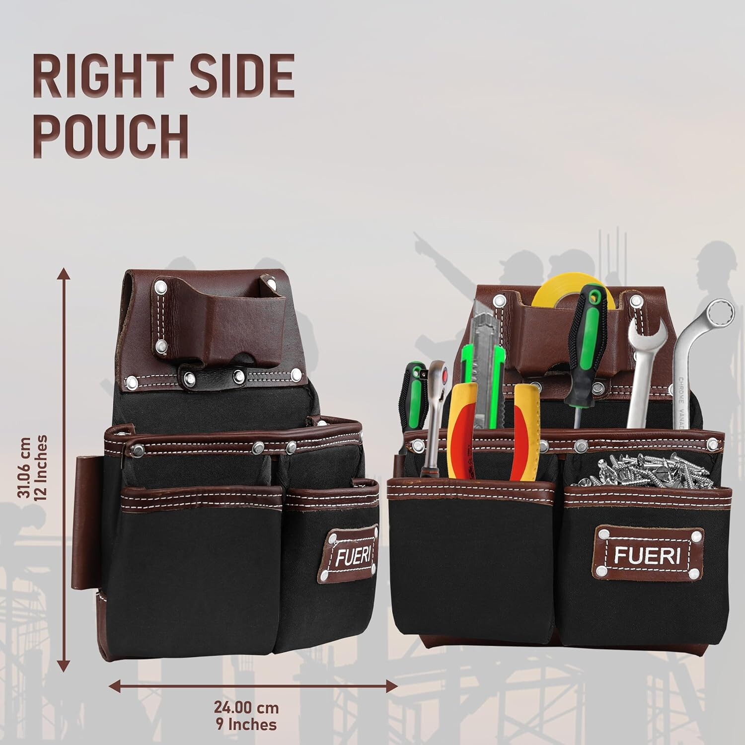 Leather Tool Belt for Men 19 Pocket Electrician Tool Pouch nylon Carpenters Bag