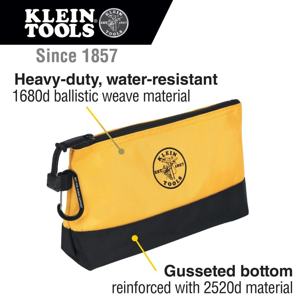 55569 Stand-Up Zipper Bag Tool Pouch with Carabiners, Reinforced