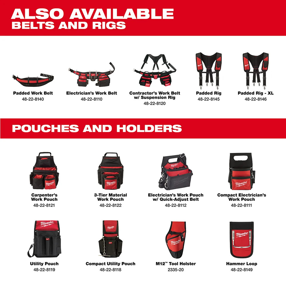 Milwaukee 48-22-8120 30 – 53-Inch 24-Pocket Suspension Rig Contractor Work Belt