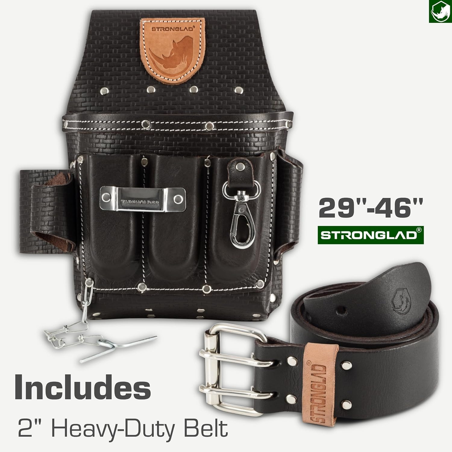 Electricians Tool Belt – Heavy Duty 13-Pocket Top Grain Leather Pouch, Adjustabl
