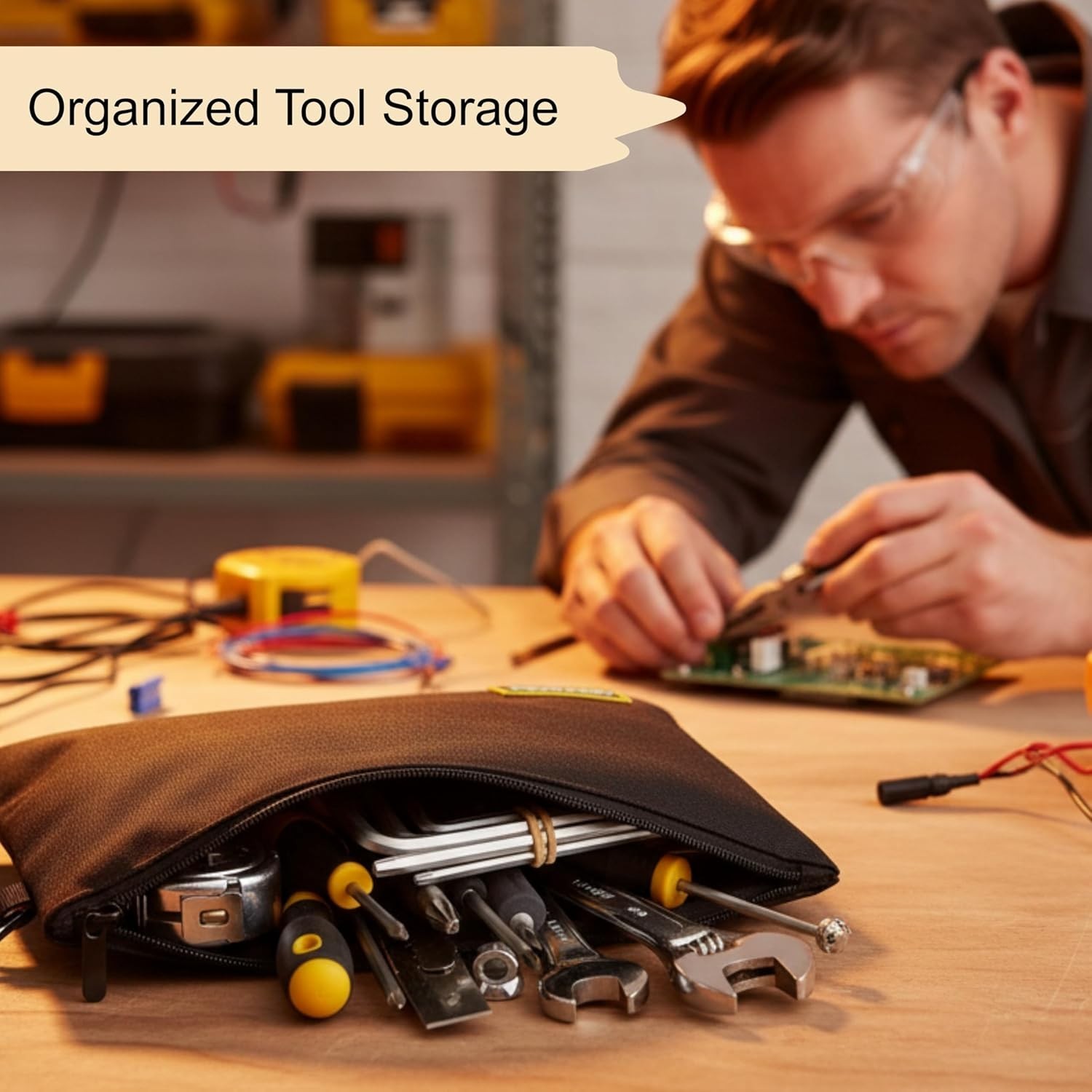 Smart Tool Organizer Pouch – 11.8 Inch Zip Bag for Electricians & DIY Men