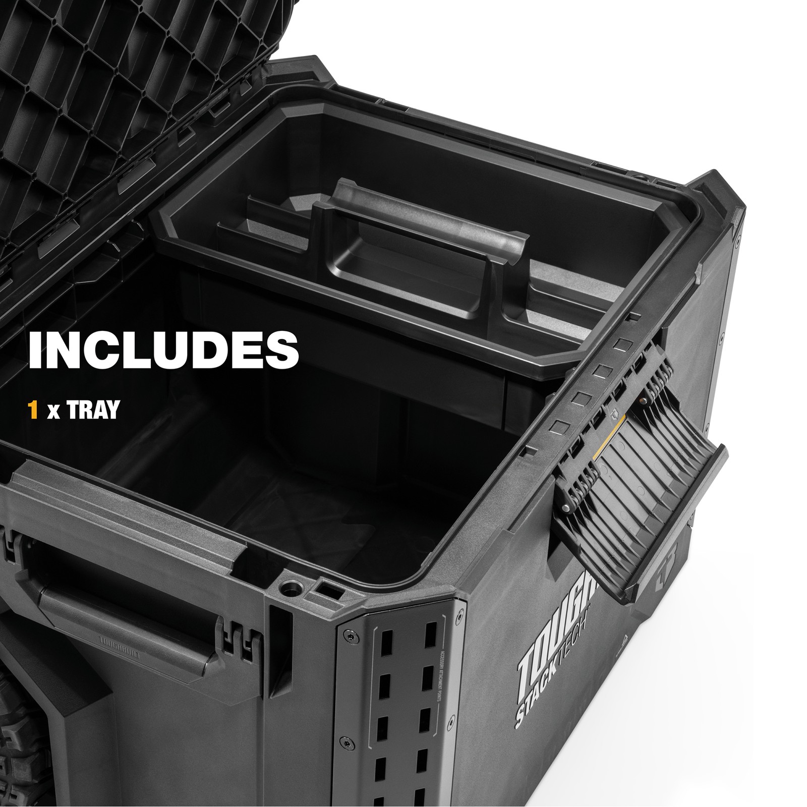ToughBuilt Portable 2-in-1 Rolling Tool Box, Wheels & Stackable Design, Black