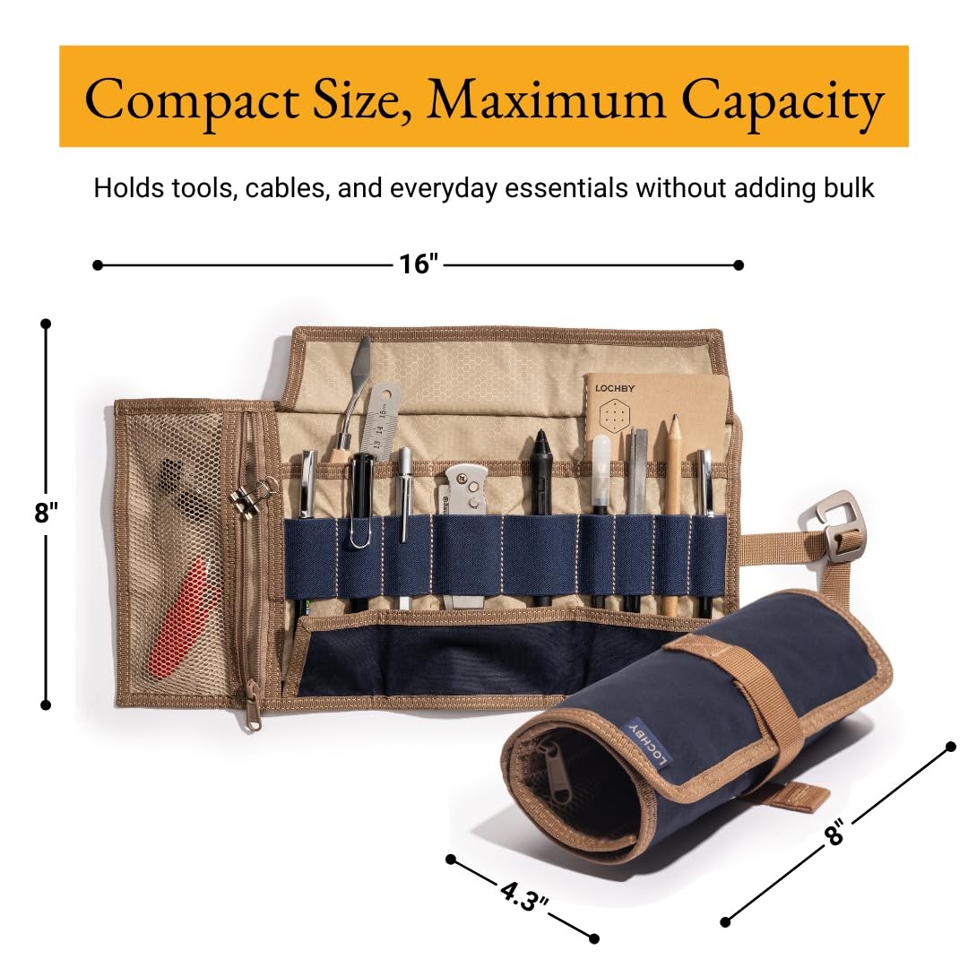 LOCHBY Art & Electronic Organizer EDC Roll-Up Tool Bag Pen Lovers & Tech