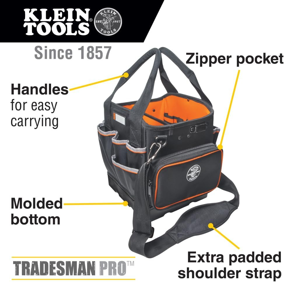 Klein Tools 5541610-14 Tool Bag with Shoulder Strap Has 40 Pockets for Tool Stor