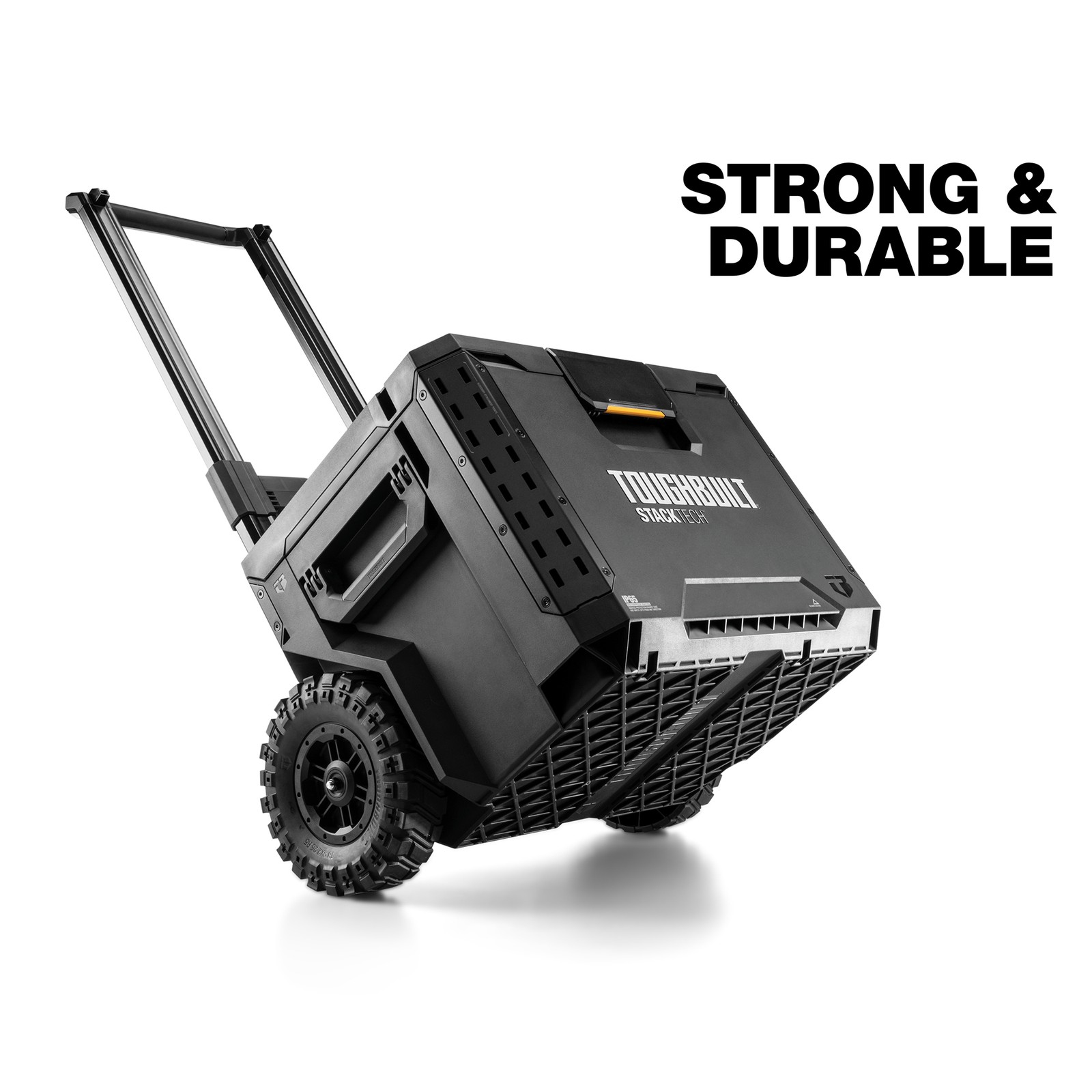 ToughBuilt Portable 2-in-1 Rolling Tool Box, Wheels & Stackable Design, Black