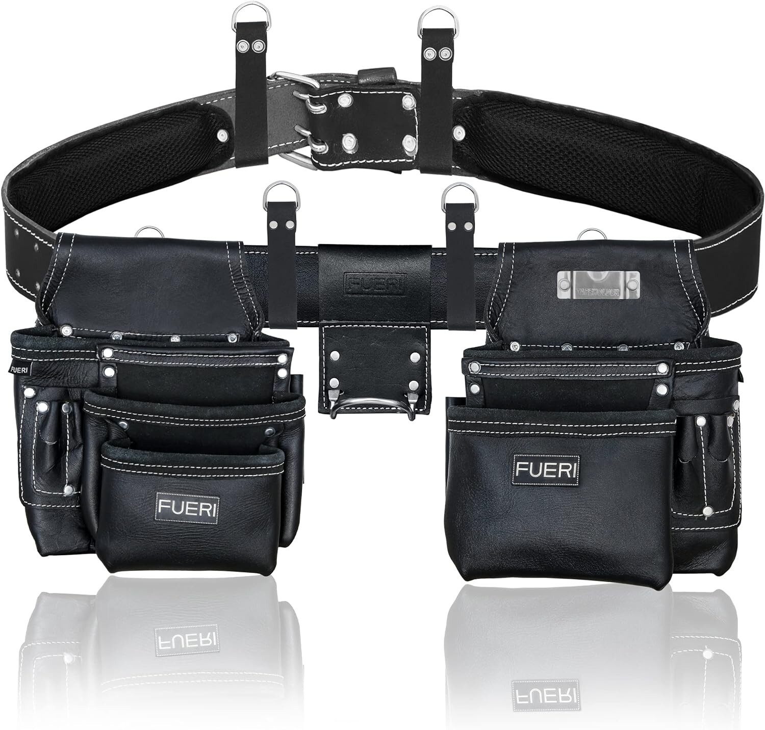 FUERI Tool Pouch Framers Combo Tool Belt Set, Multipurpose 17 Pocket Work Belt