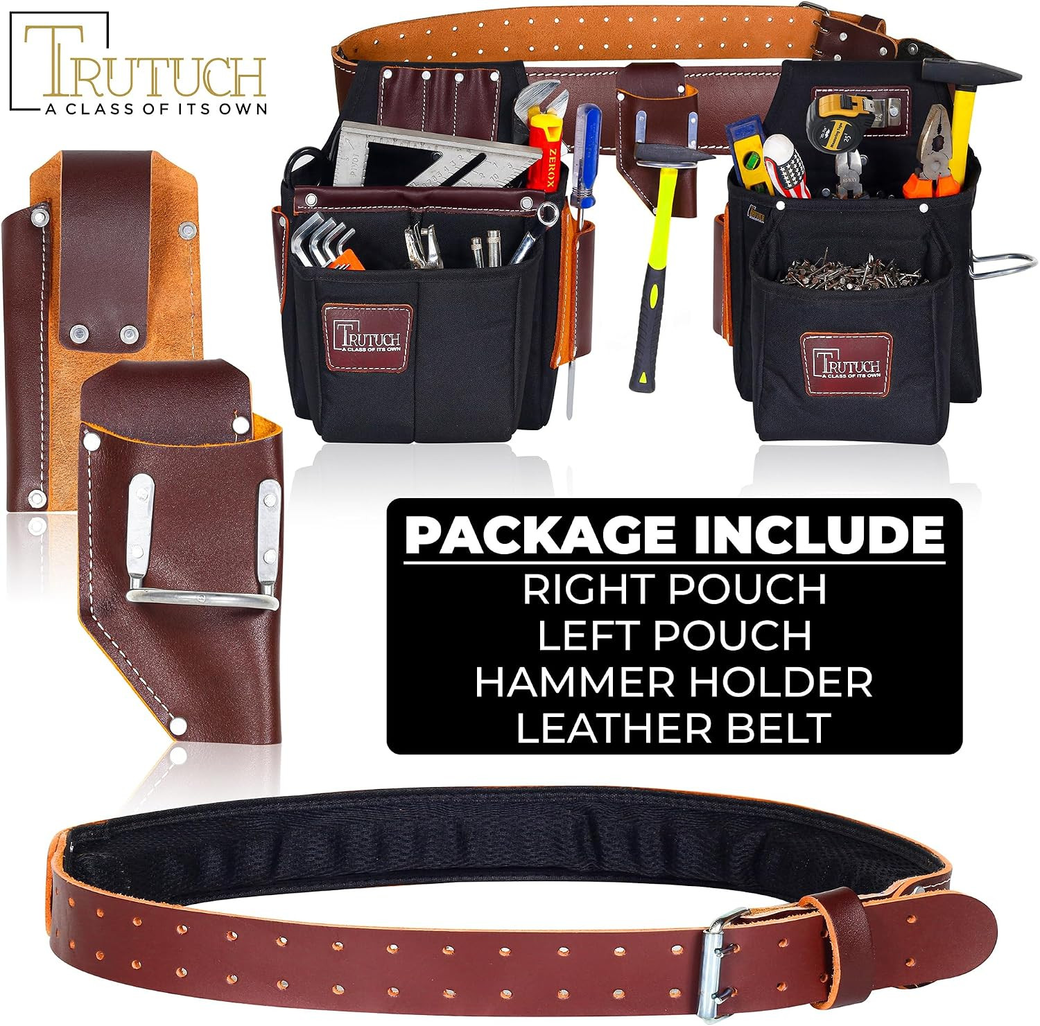 Durable Nylon & Leather Tool Belt for Carpenters & Electricians – Black 1700