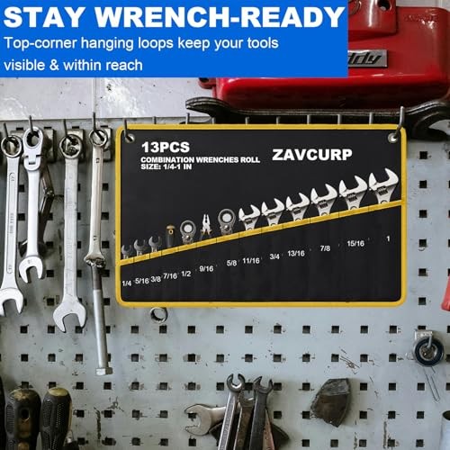 SAE 13 SAE Wrench Roll Up Pouch – Tool Roll – 13 Pockets 1/4-1 IN
