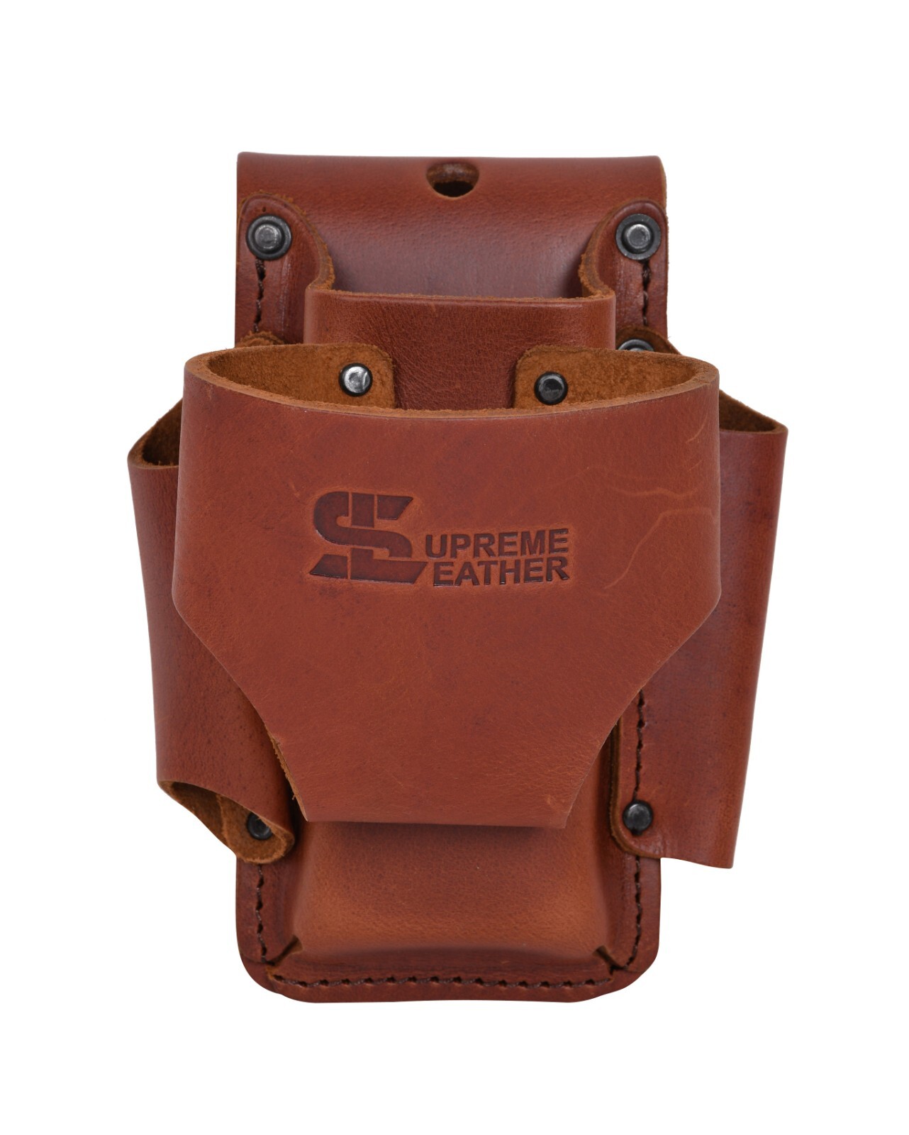 4-in-1 Multi Leather Tool Utility Pouch Tape Measure Holder HD Rivets