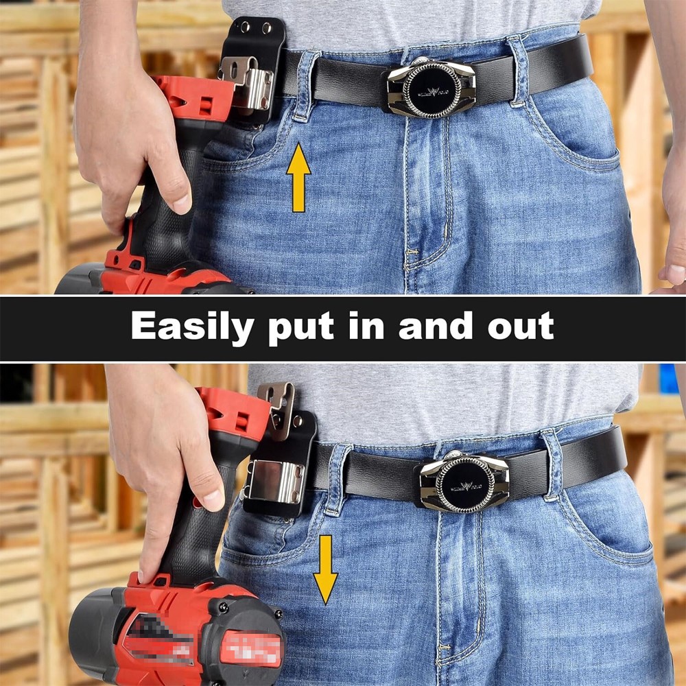 2PACK Clip-On Tool Belt Drill Holder | Holster for Cordless Drill, Impact Nailer