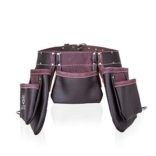 Oil Tanned Leather Tool Belt Pouch Bag for Carpenter, Framer, Electrician