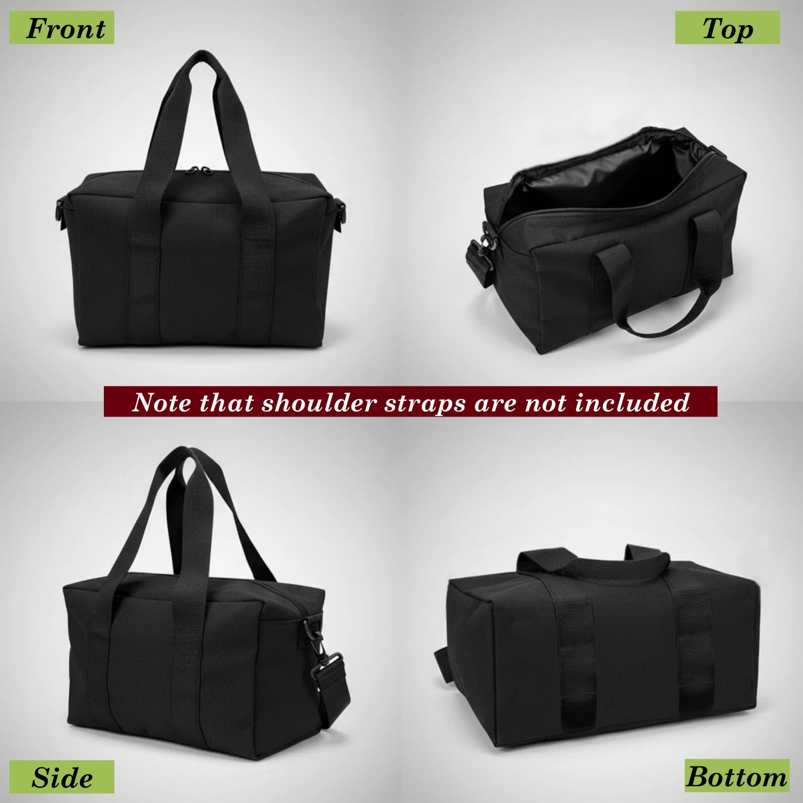 Canvas Wide Mouth Tool Bag, Large Capacity Bags for Men, 14 Inch, Black