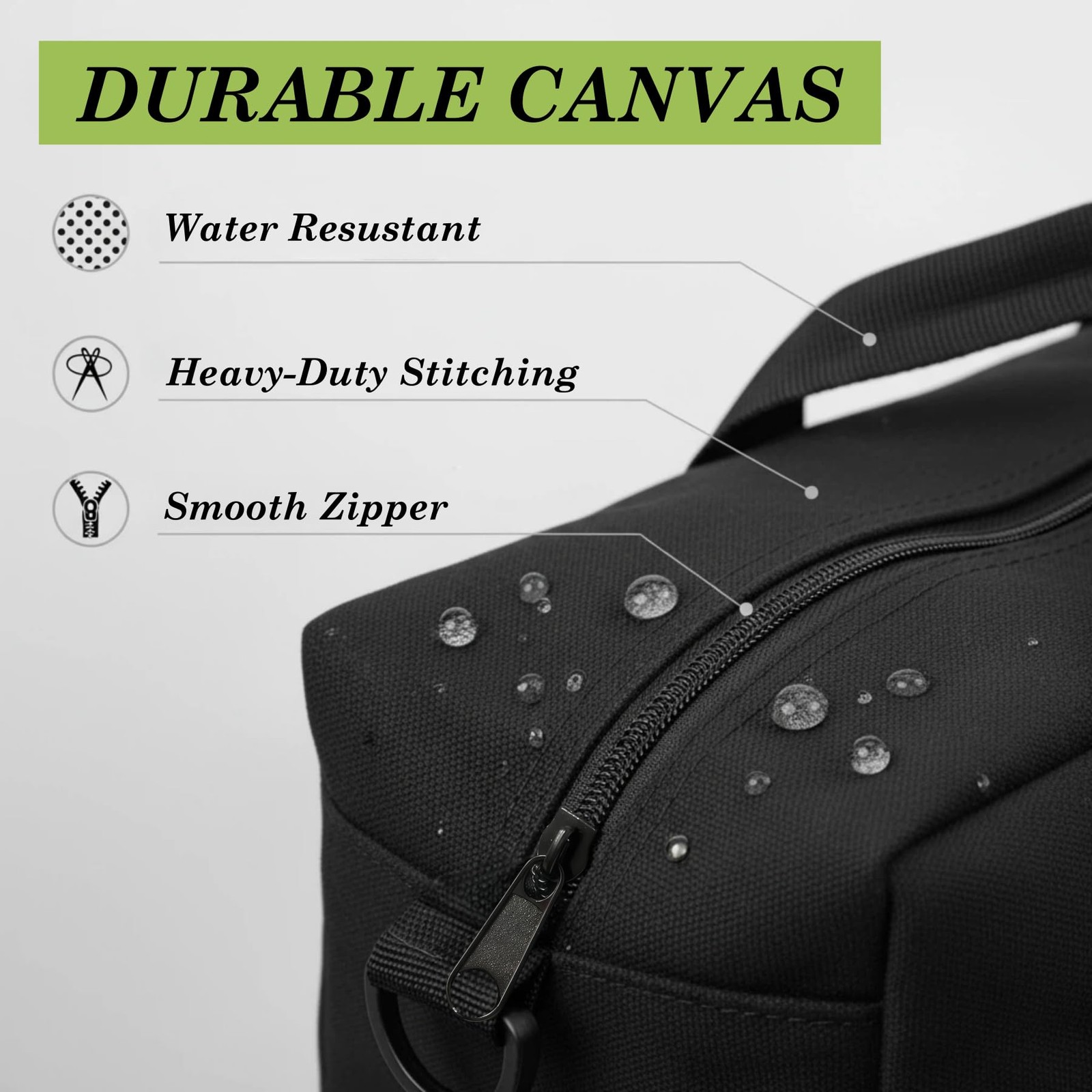 Canvas Wide Mouth Tool Bag, Large Capacity Bags for Men, 14 Inch, Black