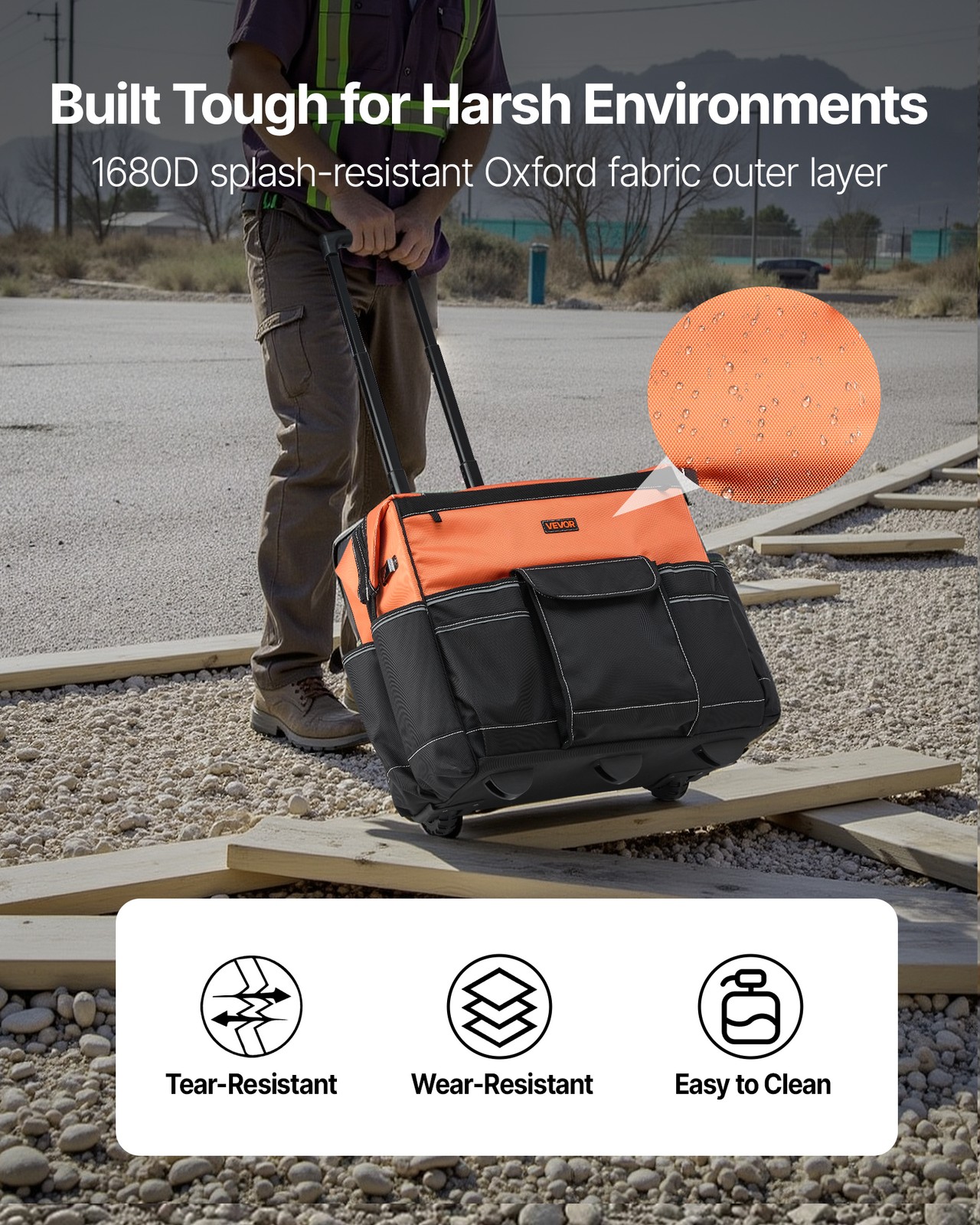 VEVOR Rolling Tool Bag 27 Pockets Heavy Duty Roller Tool Bag on Wheels