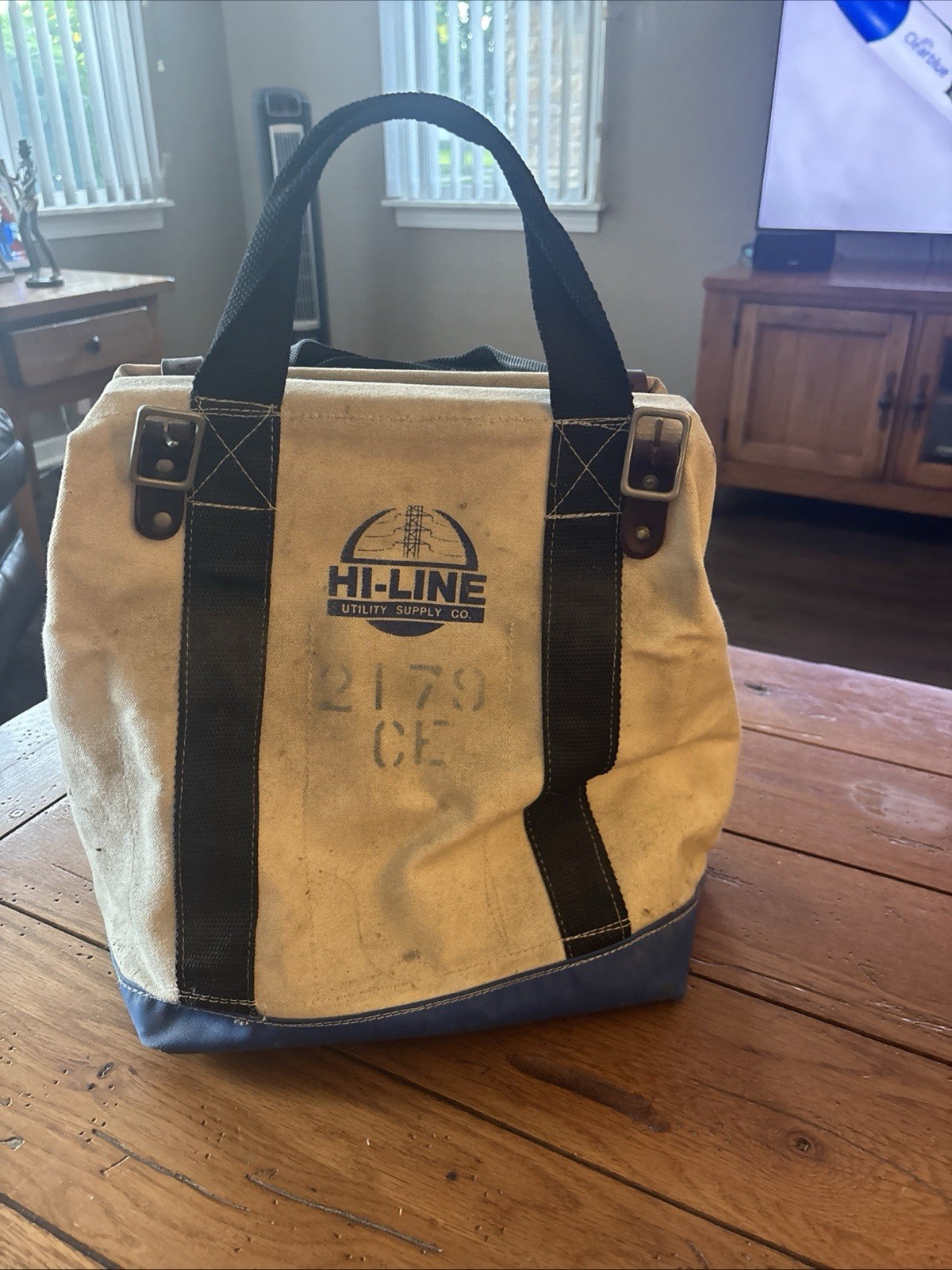 VTG Hi-Line Canvas Tool Bucket Bag Strap Hook Plastic Bottom Lineman Bell System