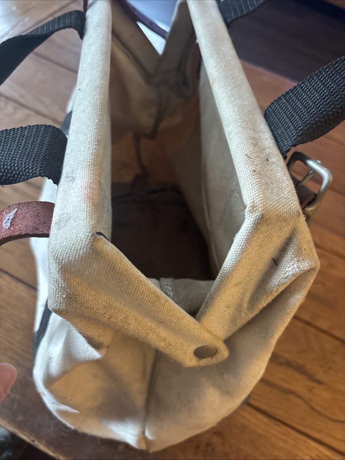VTG Hi-Line Canvas Tool Bucket Bag Strap Hook Plastic Bottom Lineman Bell System