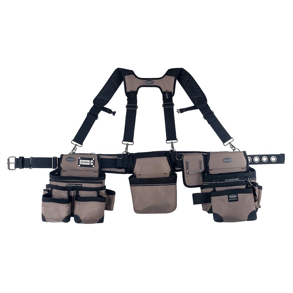 3 Bag Tool Bag Set with Suspenders in Tan, 55185-TN, Tan & Black