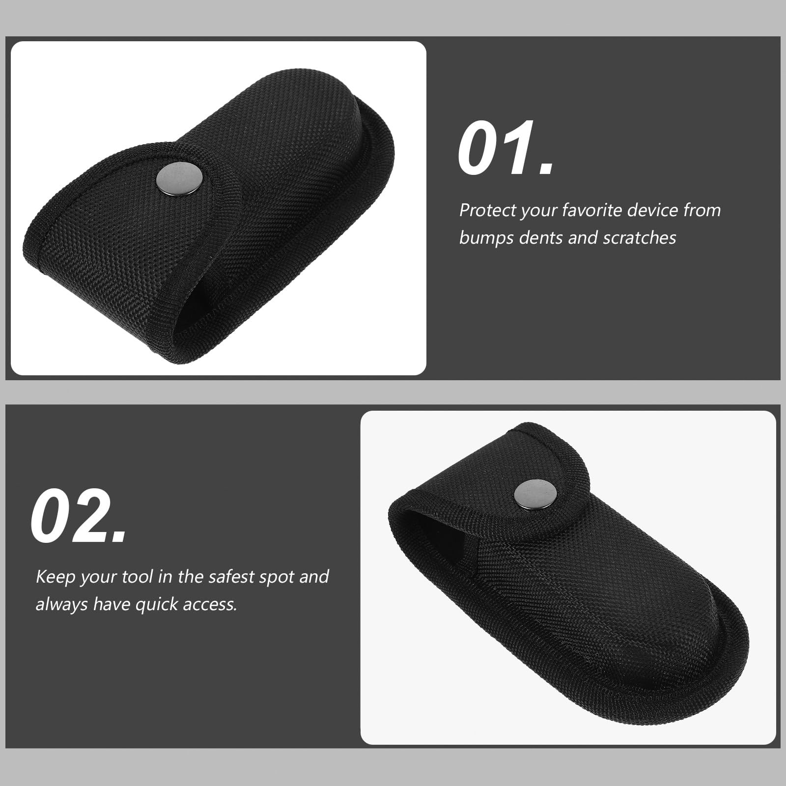 4 Pcs Black Nylon Pocket Sheath, 5.43×2.36×2.36in, Belt Clip, Tool Pouch