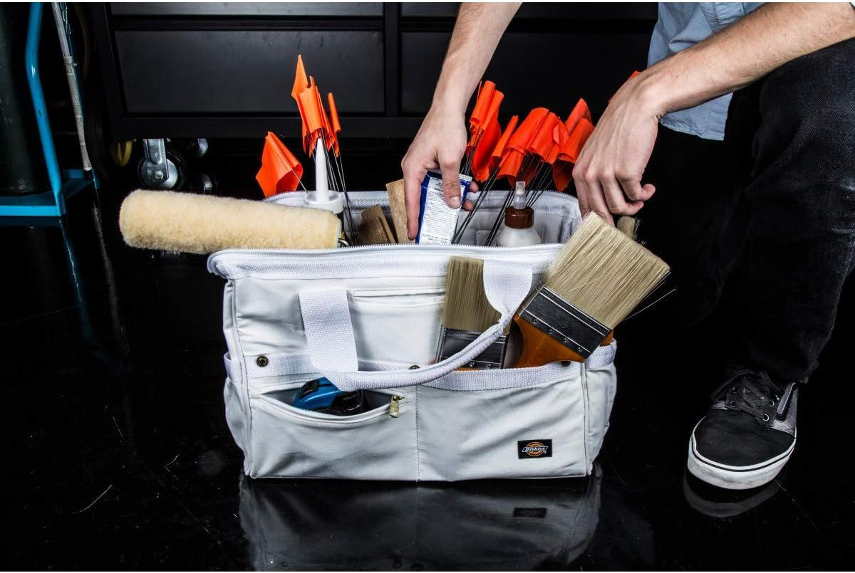 Dickies 16-Inch Durable Canvas Work Bag for Painters, Carpenters, and White