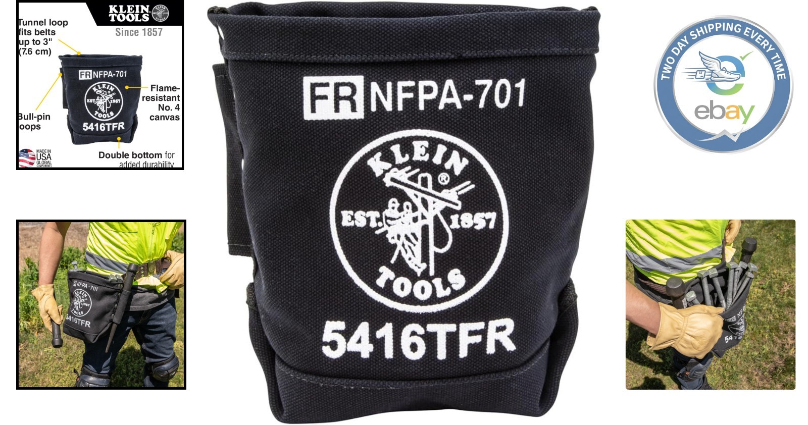 Durable Klein 5416TFR Tool Bag – Flame-Resistant & Belt-Compatible, 11″L x 9.6″W