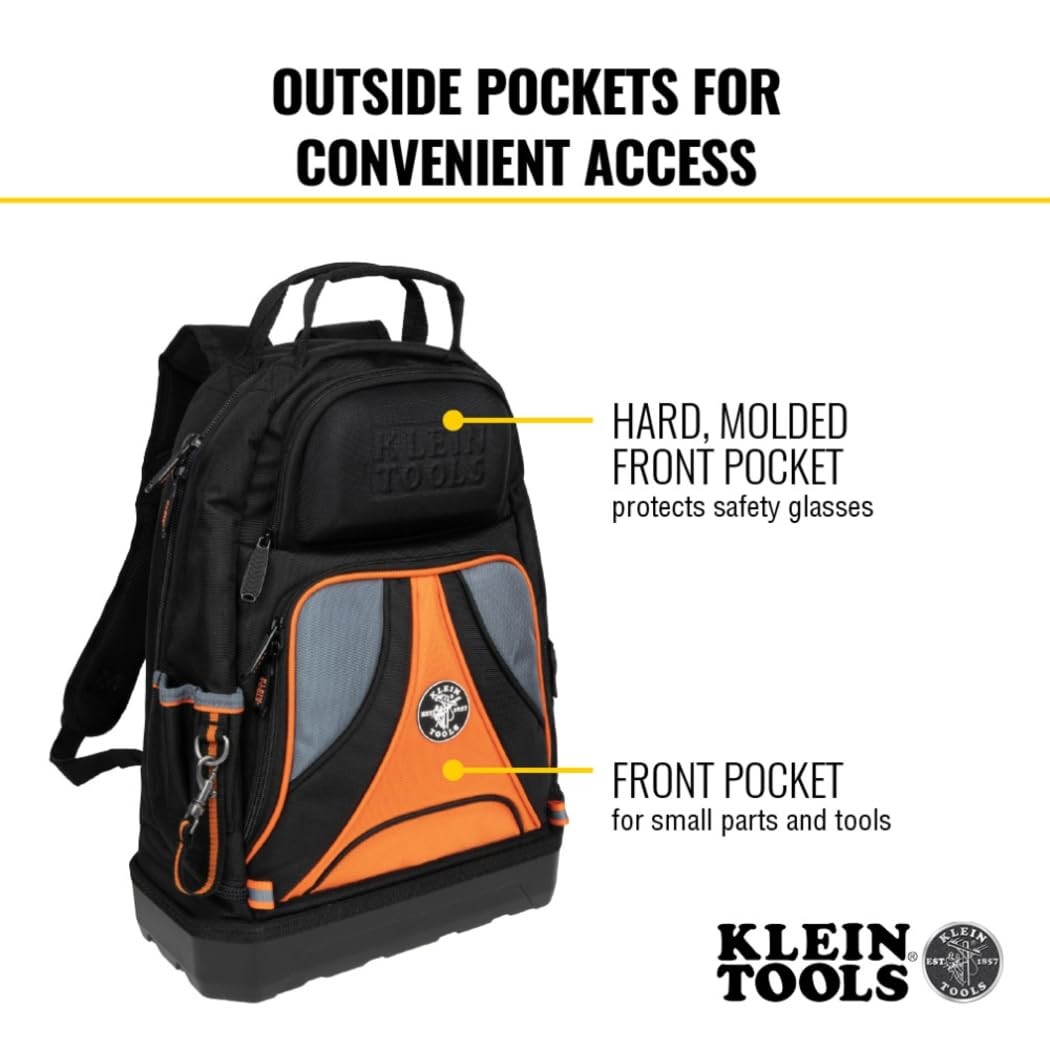 Klein Tools 55421BP-14 Tool Backpack, 39 Pockets, Molded Bottom