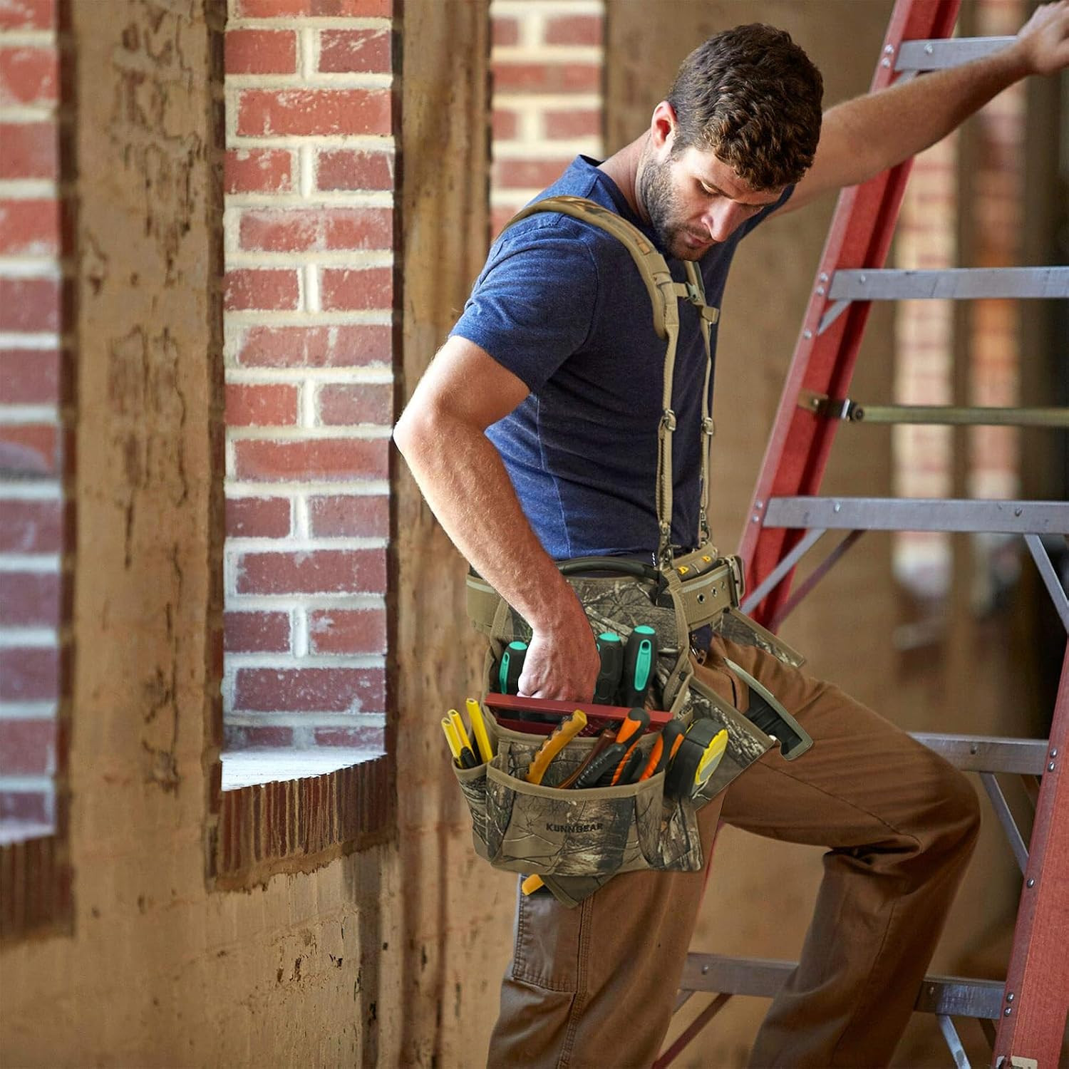 Professional Tool Belt with Suspenders for Men, Heavy Duty Framing Tool