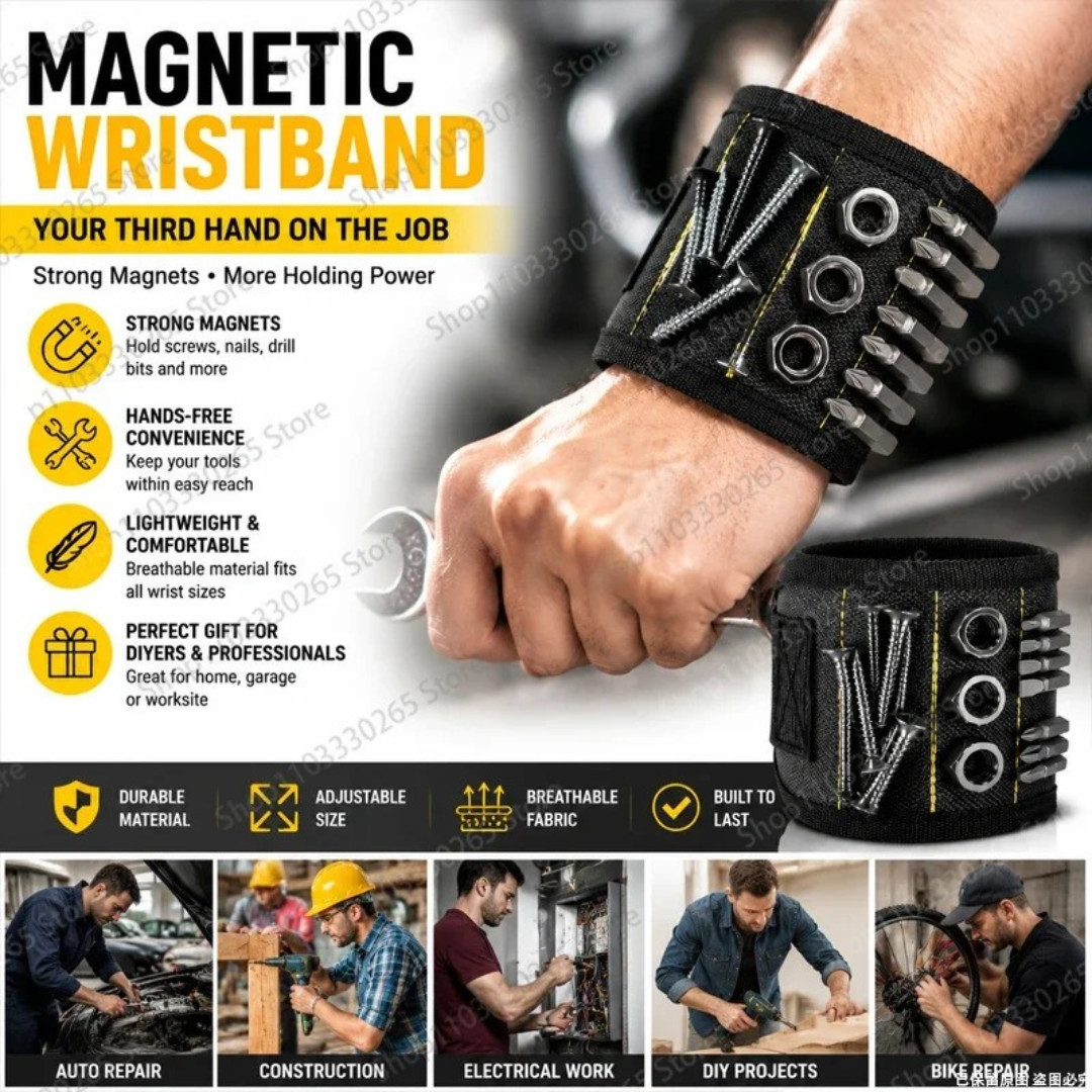 Magnetic Wristband Tool Belt with 15 Strong Magnets for Holder Holding Screws