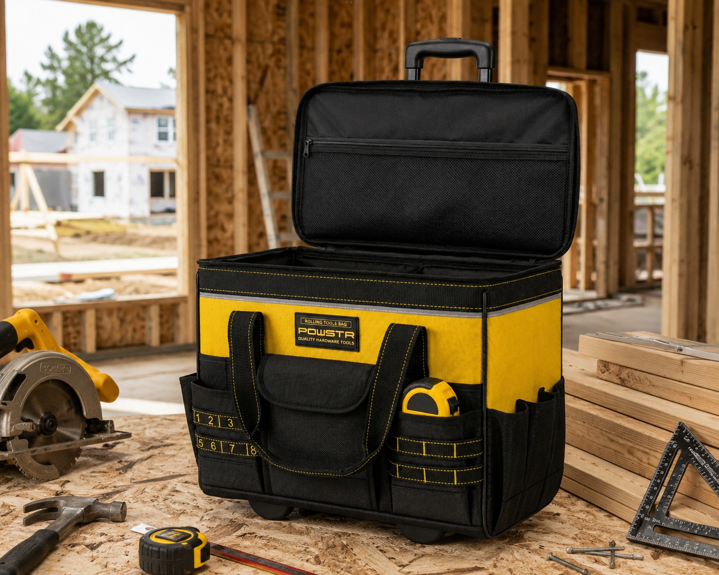 21-Inch Rolling Tool Bag with Wheels Heavy Duty Waterproof Telescoping Handle