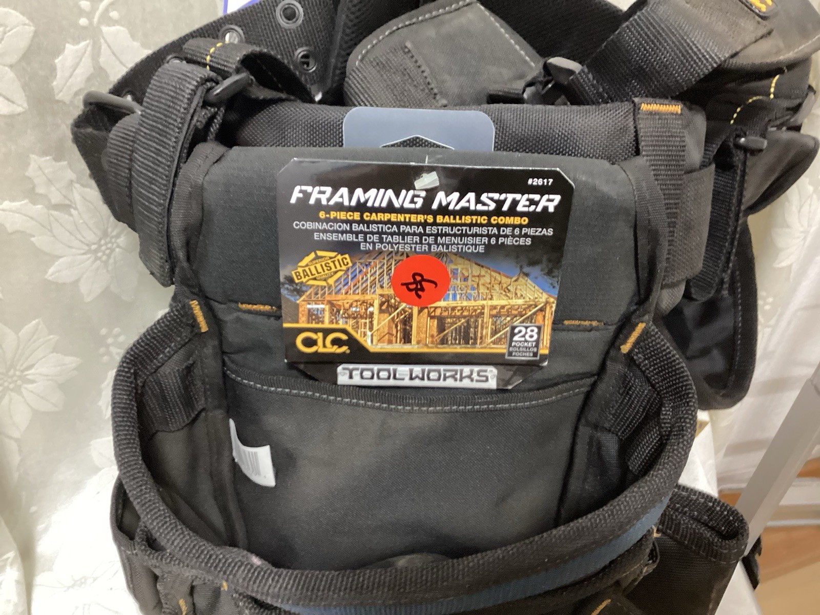 CLC Framing Master 6-Piece 28-Pocket Polyester Tool Belt, Black/Gray 12617 T-246