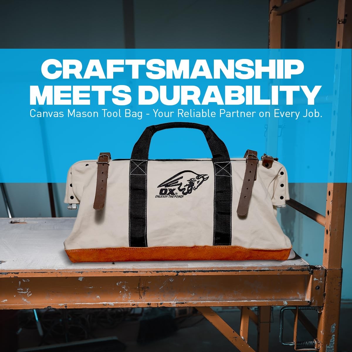 Tools Large Canvas Tool Bag 24 Inch Wide with Heavy Duty Masonry Tool Bag Str…