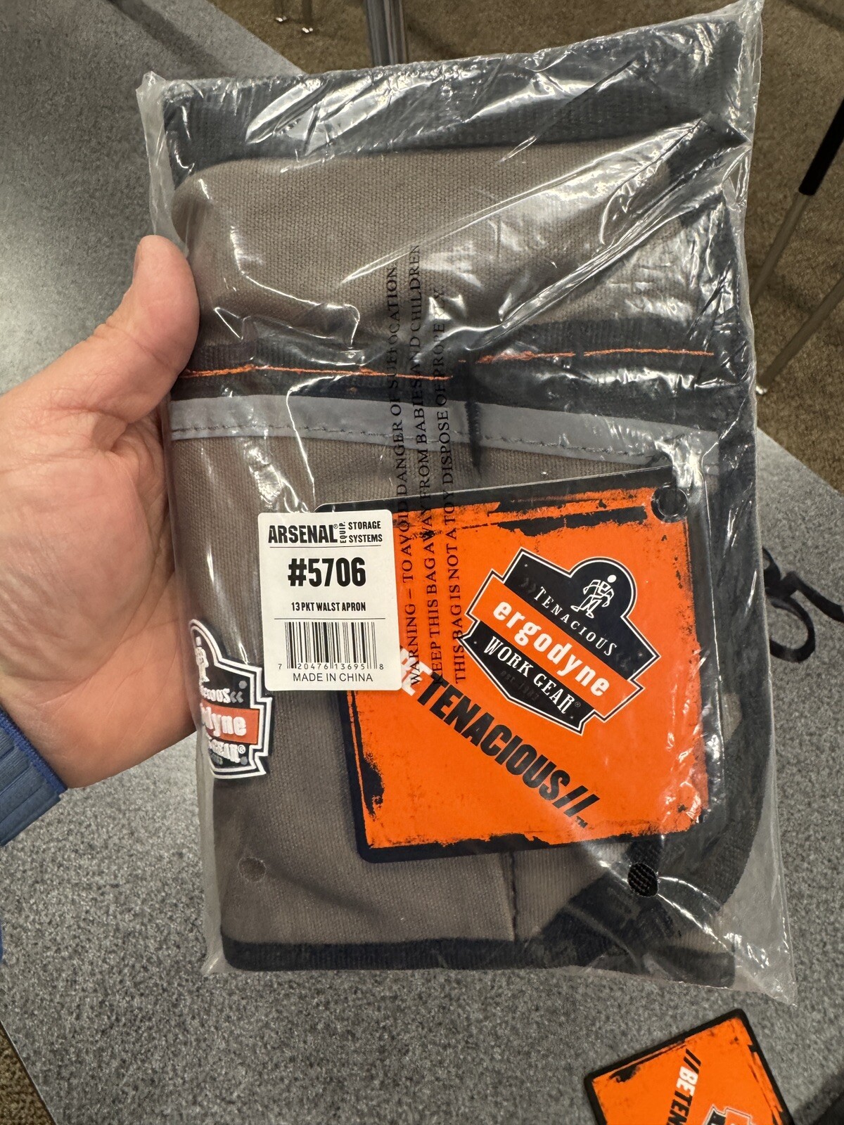 Ergodyne Arsenal 5706 Canvas Waist Tool Apron with 13 Pockets, Gray (d1)