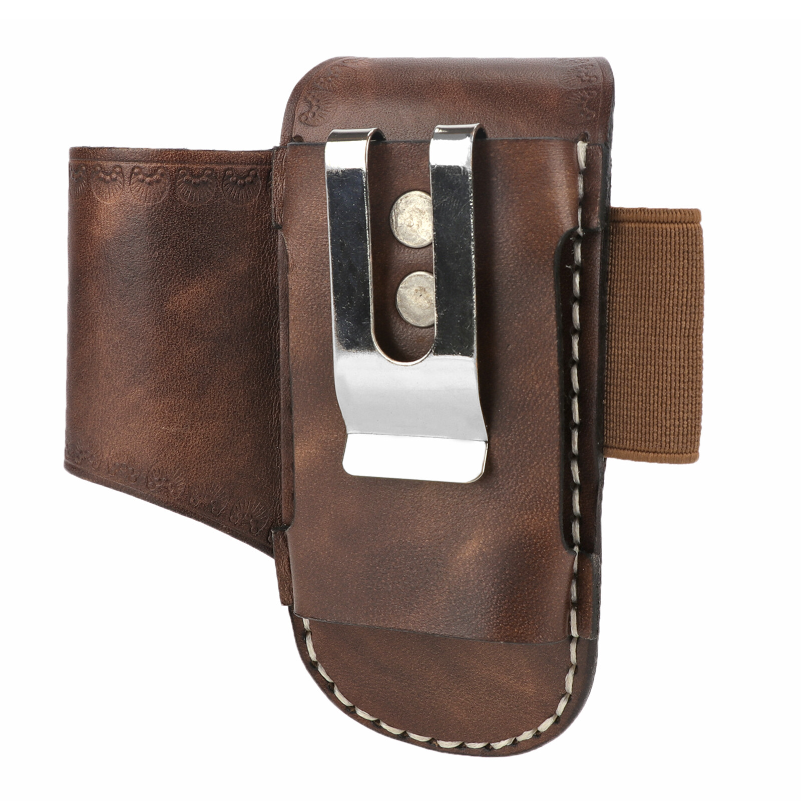 TOURBON Leather Folding Knife Sheath Belt Holster Pouch Multitools EDC Hold Case