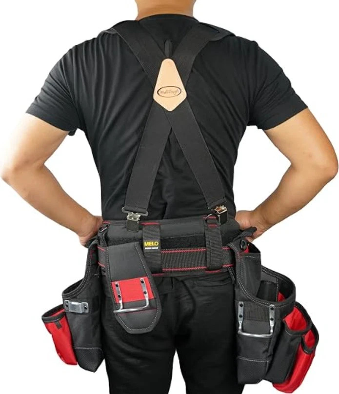 MELOTOUGH Padded Tool Belt Work Suspenders with Super Strong Clip for Carpenter’