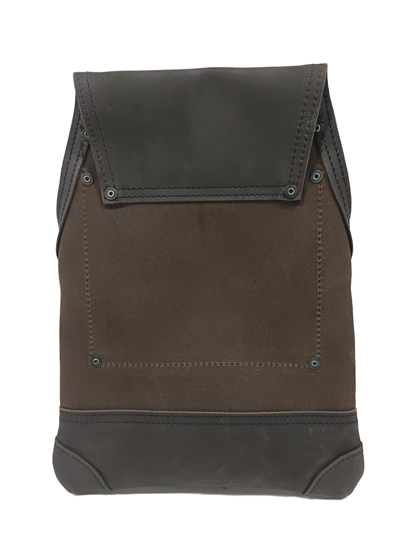 20-500 10 Pockets Premium Nubuck Top-Grain Leather Tool Pouch, Brown