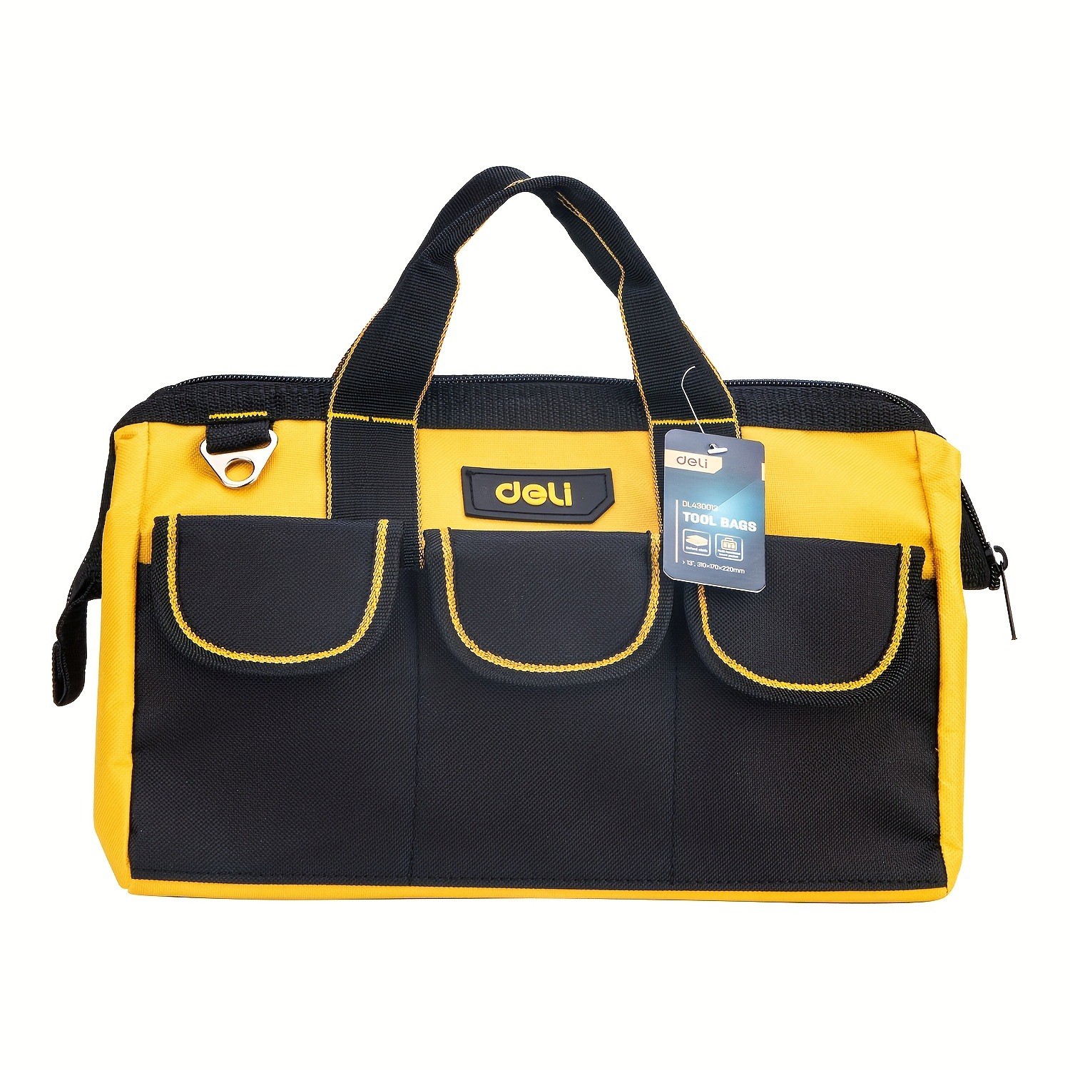 13 Inch Heavy Duty Contractor Tool Bag with 15 Pockets and Adjustable Strap