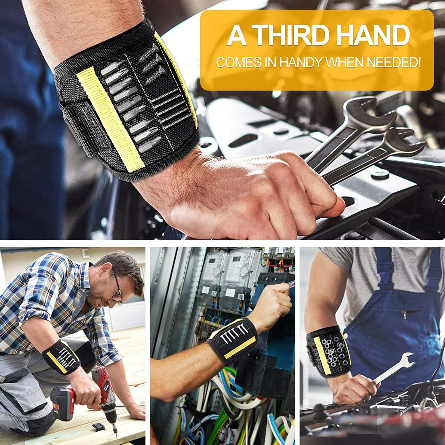 GEARV 2Pack Magnetic Wristband for Holding Screws, Tools, Drill Bits, Bolts