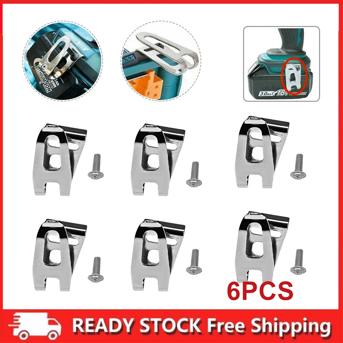 6pcs Electric Drill Belt Clip Replacement Hooks Clips Holder Fit for Dewalt tool