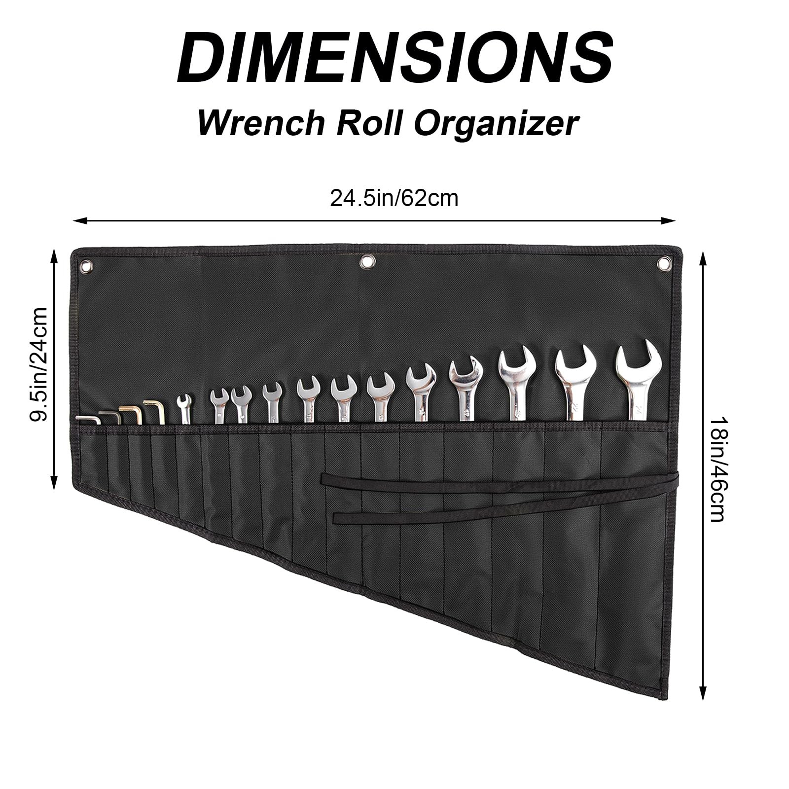 Wrench Roll Up Pouch – 16 Slot Heavy Duty Canvas Tool Organizer – Portable with