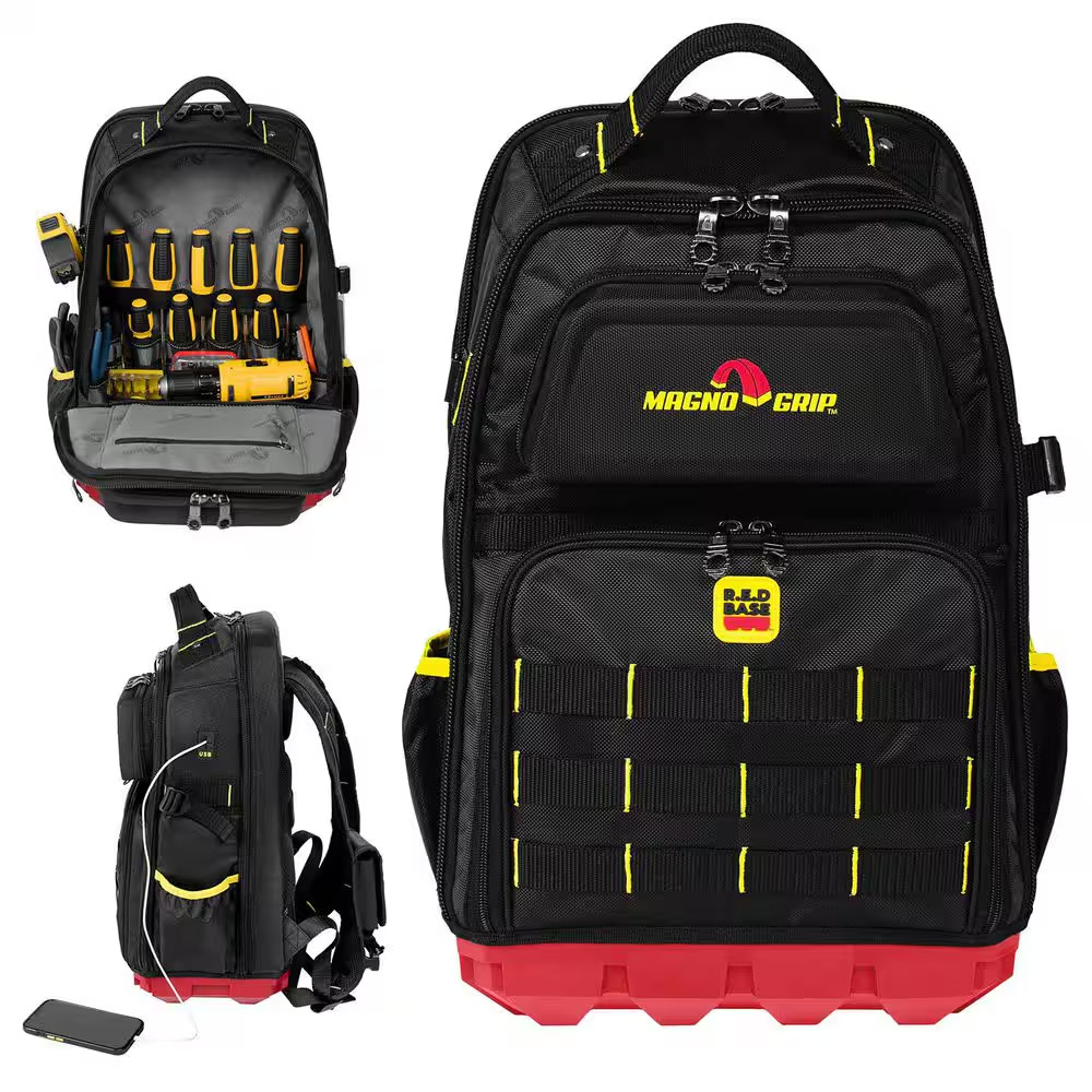 RED Base Series 13.5 In. 41-Pocket Contractor’S Backpack, 7 Loops, Hardshell-Poc