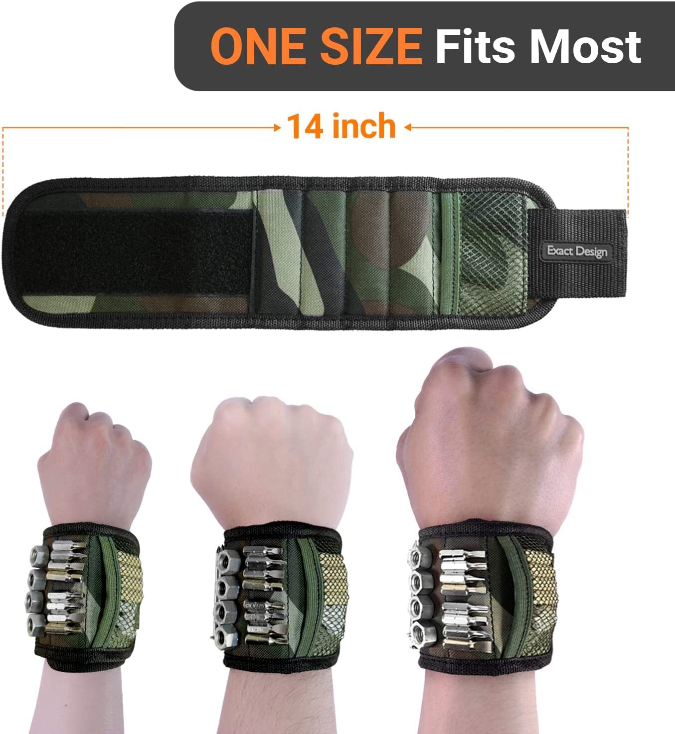 Magnetic Wristband Strong Magnets For Holding Screw Nail Bit DIY Handyman Camo