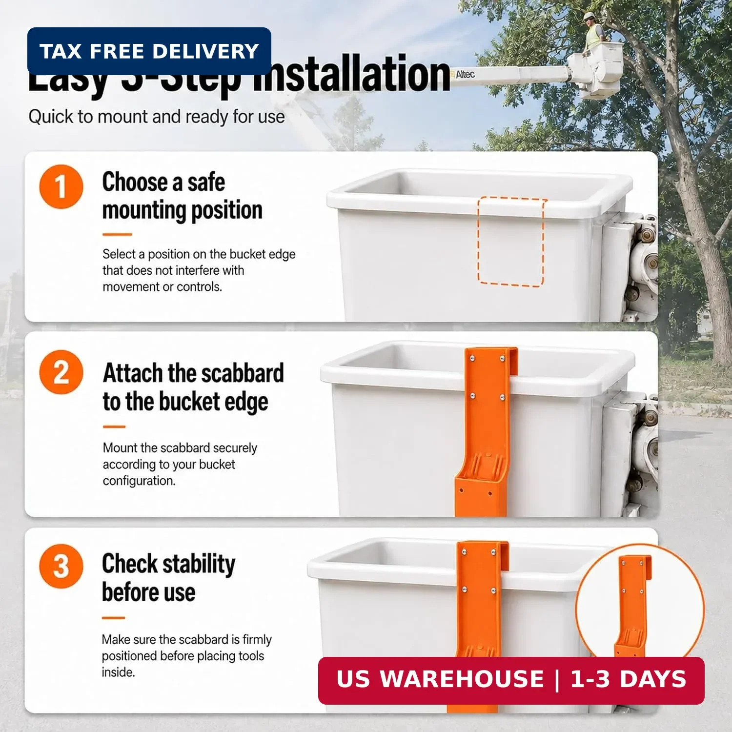 Chainsaw Scabbard for Bucket Truck, Orange Polypropylene Holder, 32 x 6 in | Saf