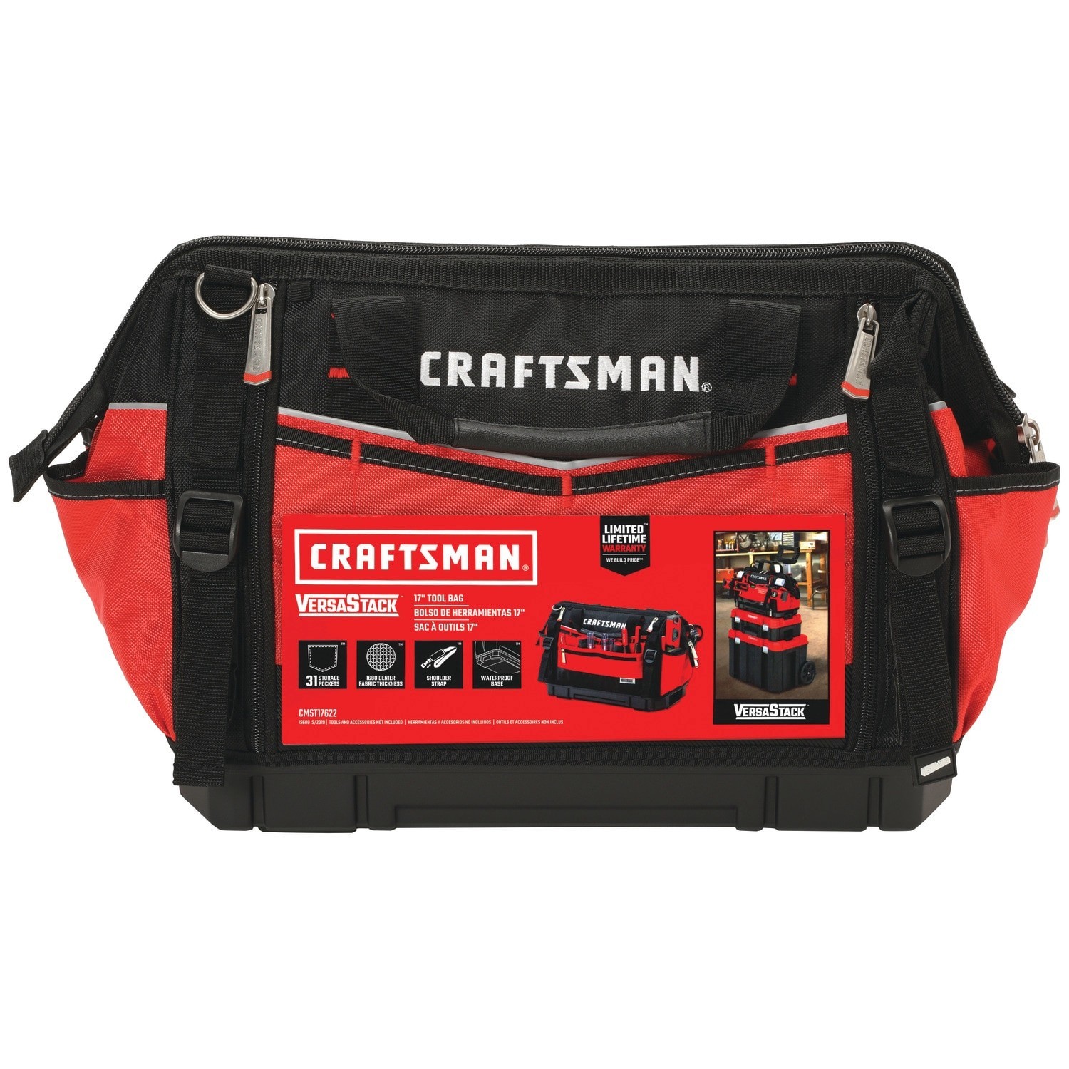 Craftsman VERSASTACK 17″ Tool Bag Red Black CMST17622
