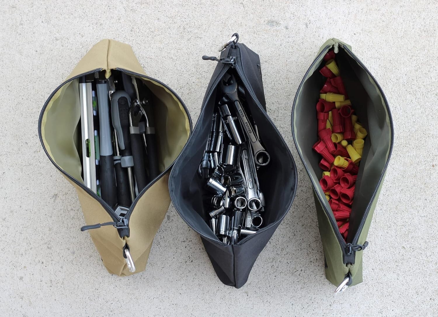 Coreflex Tool Pouch Zipper Bag, Tool bag with 3Pack Multi size