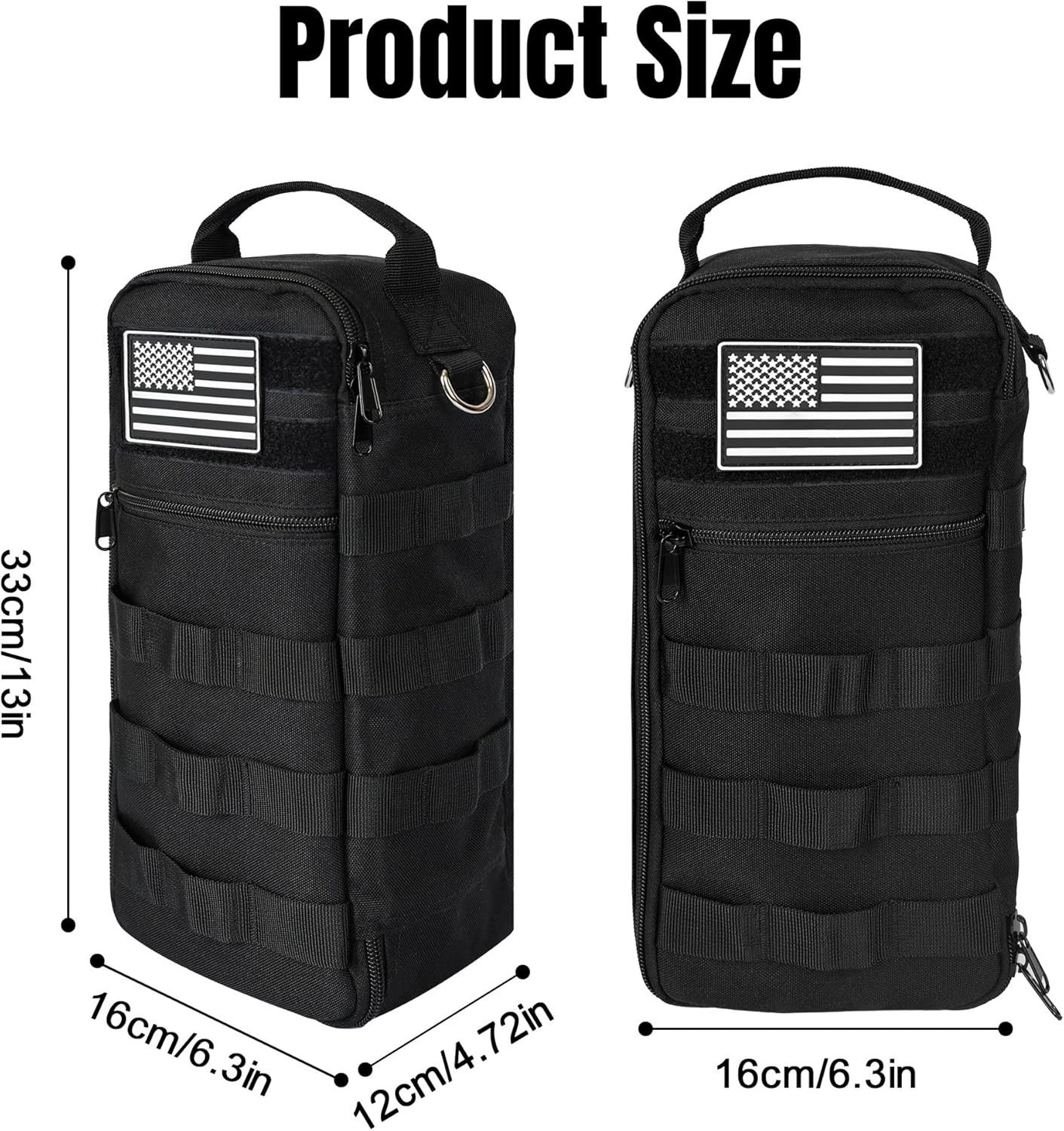 Portable Tool Bag 13 in 900D Oxford Shoulder Pouch Hammer Loop Organizer Black