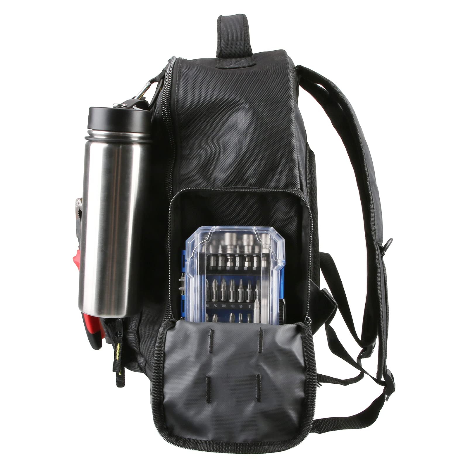 Olympia Tools Tool Backpack, Moulded 14.5″ W x 7.25″ D x 17.5″ H, Black