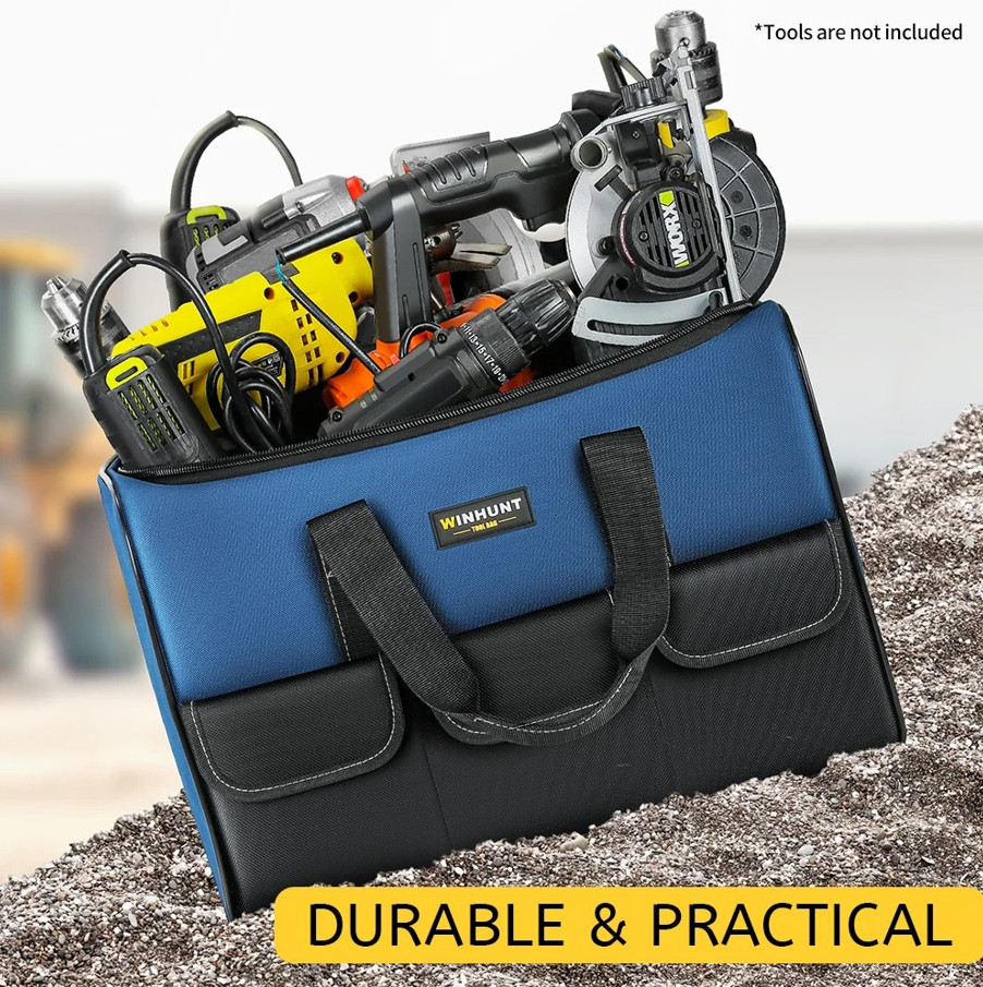 1pc Large Heavy Duty Wide Mouth Tool Bag Organizer Storage Tote Case – NEW
