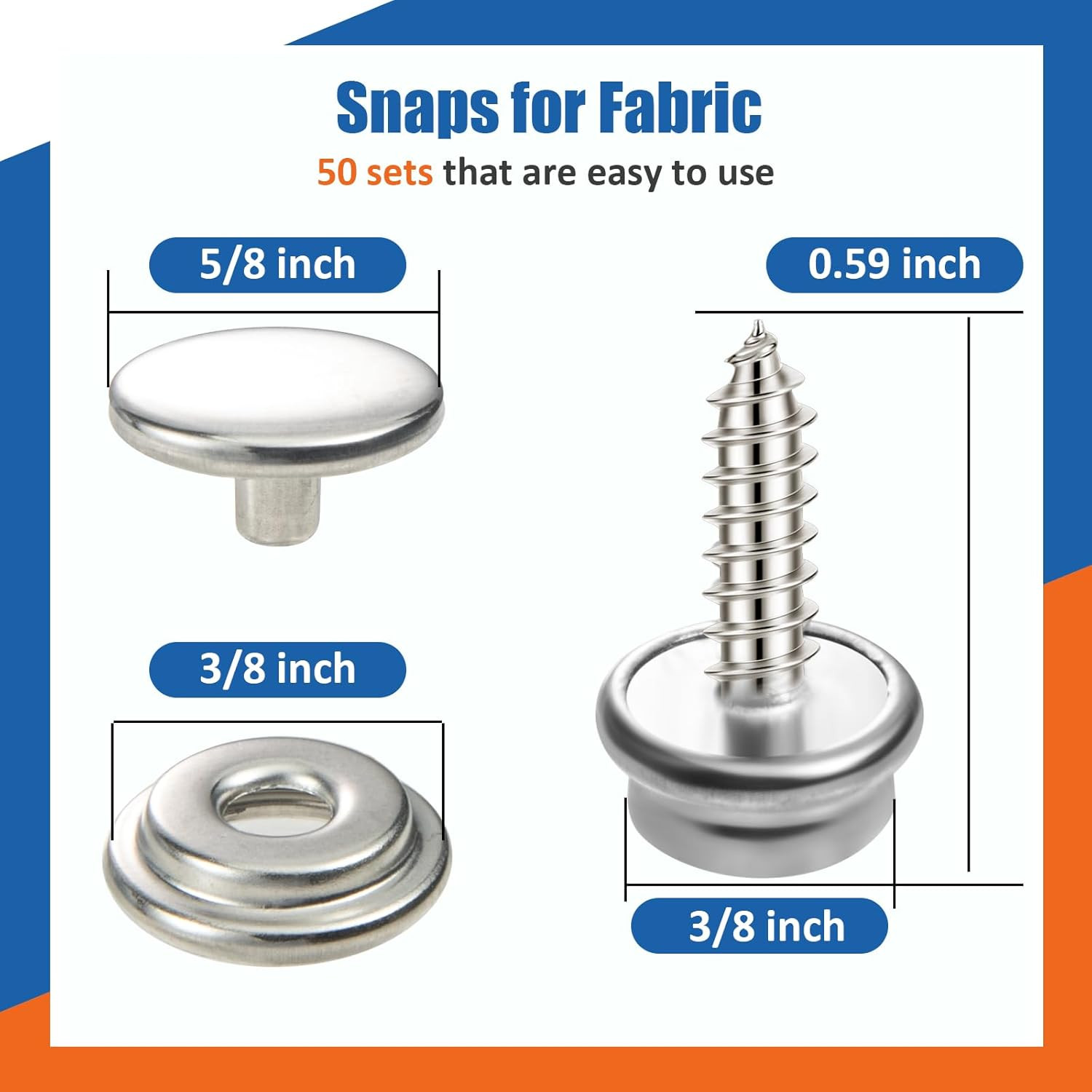 150 Piece Canvas Snap Fastener Kit Metal Button Repair Set for Leather Fabric Bo