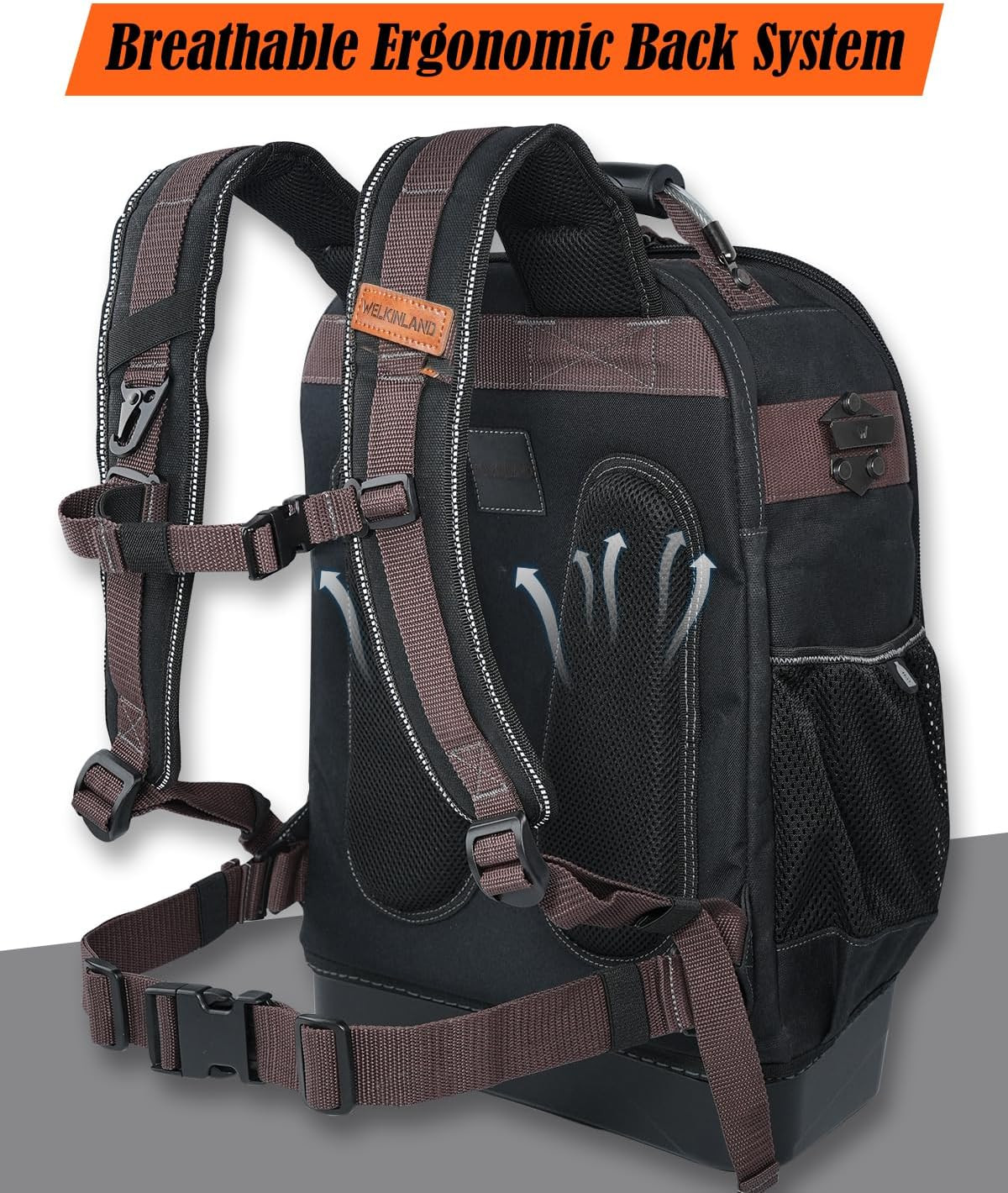 Durable 76-Pocket Tool Backpack with Laptop Compartment for Technicians